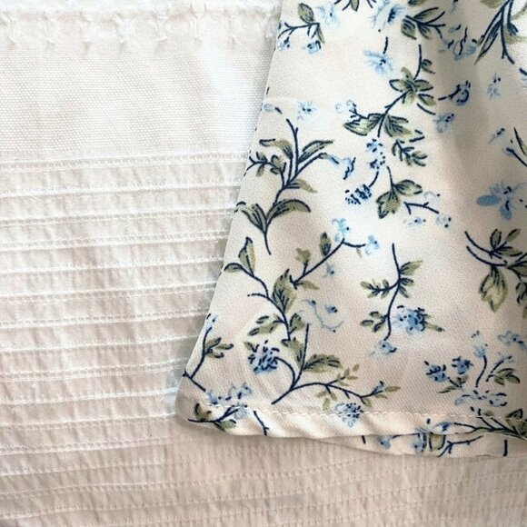 CALISTA WHITE BLUE FLORAL SLEEVELESS BACK SASH DRESS - M - Picture 8 of 9